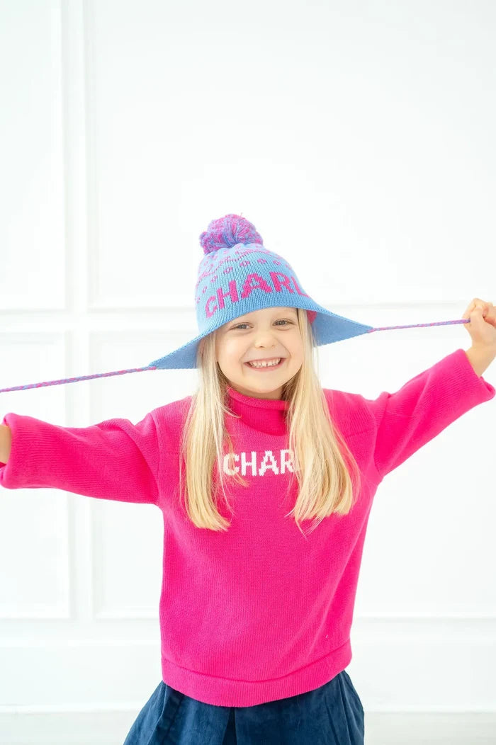 Blue Custom Knit Toboggan Hat