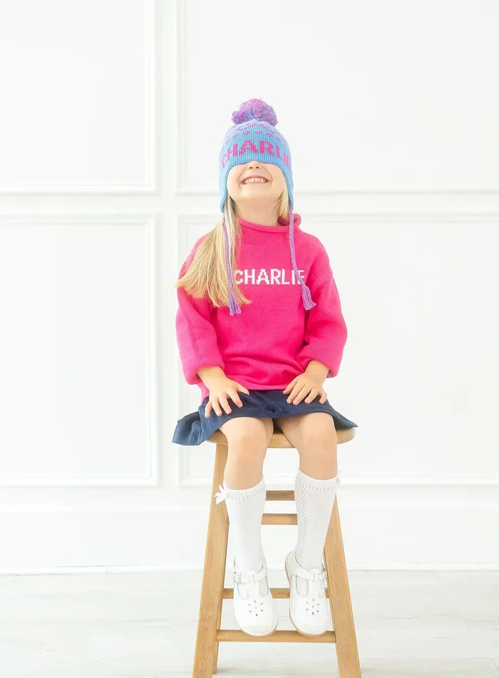 Blue Custom Knit Toboggan Hat