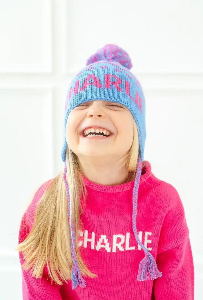 Blue Custom Knit Toboggan Hat