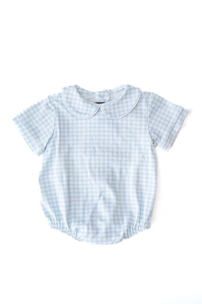 Blue Gingham Peter Pan Collar Shirt & Onesie