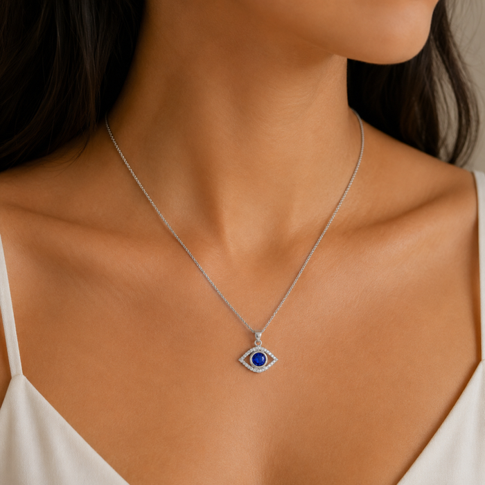 Blue Guardian Sterling Silver Evil Eye Pendant