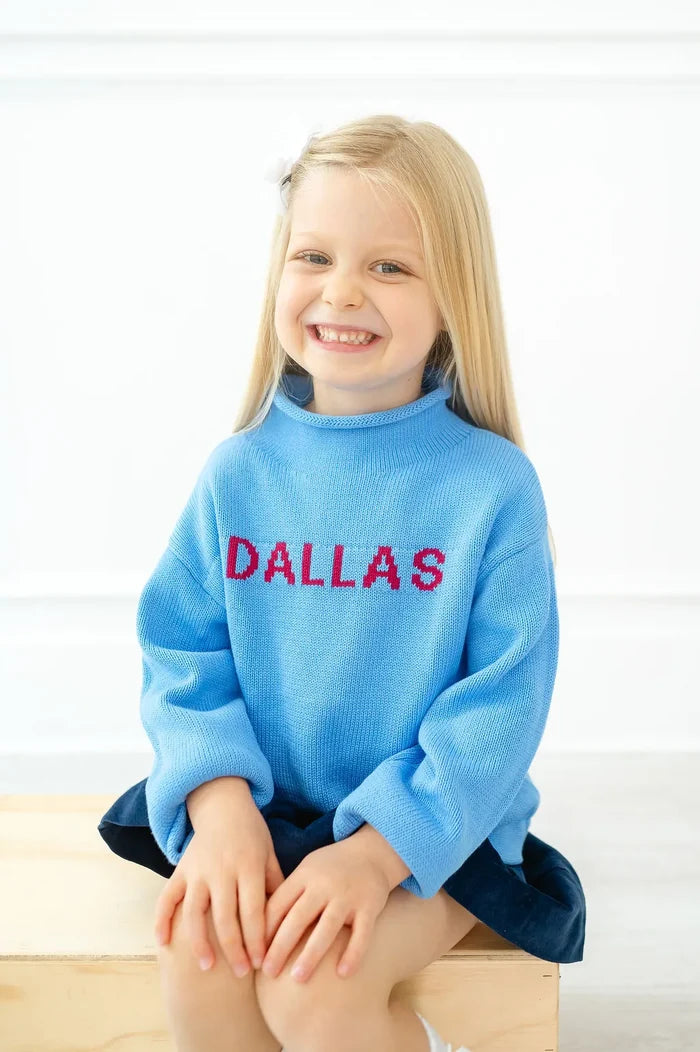 Blue Personalized Knit Sweater