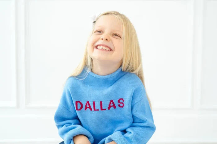 Blue Personalized Knit Sweater