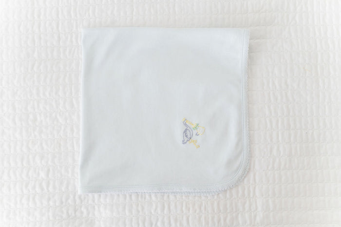 Blue Stork Receiving Blanket