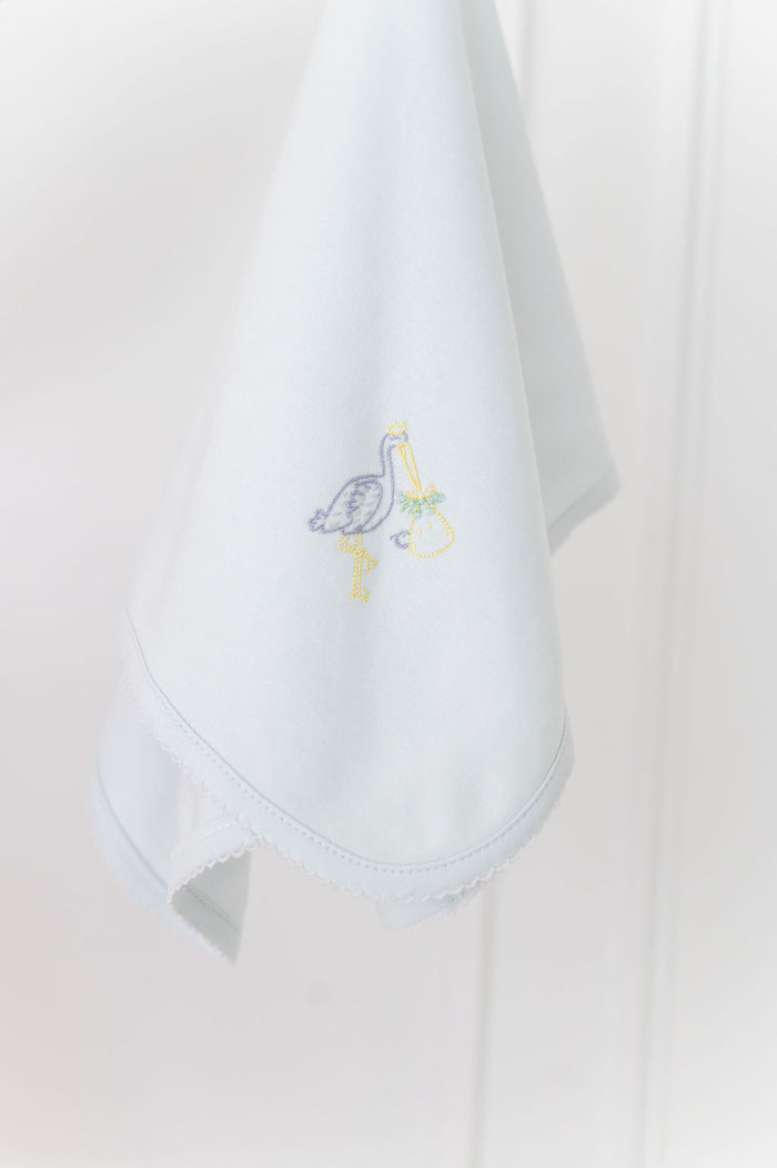 Blue Stork Receiving Blanket