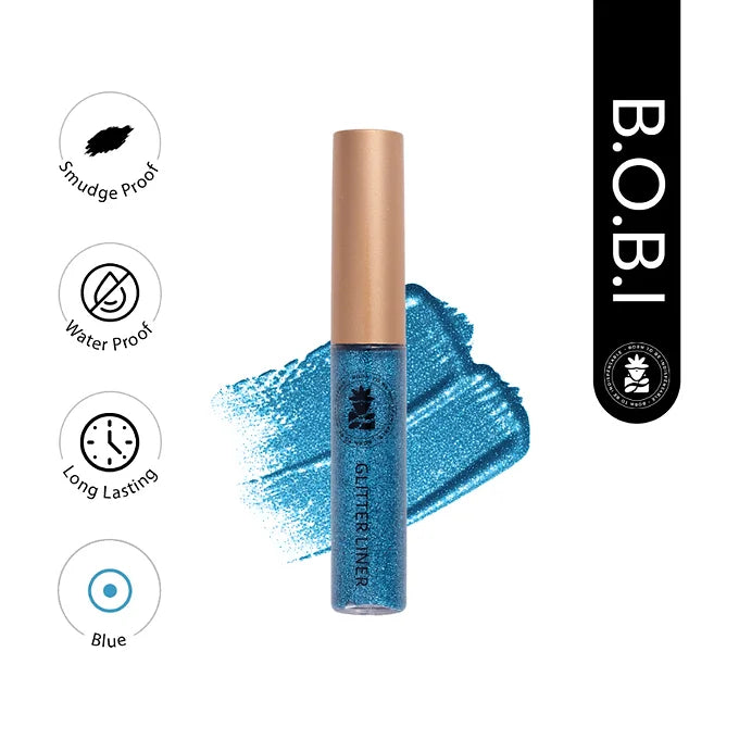 BOBI Glitter Eyeliner Blue | Diamond Sparkle Finish | Waterproof Long Wear