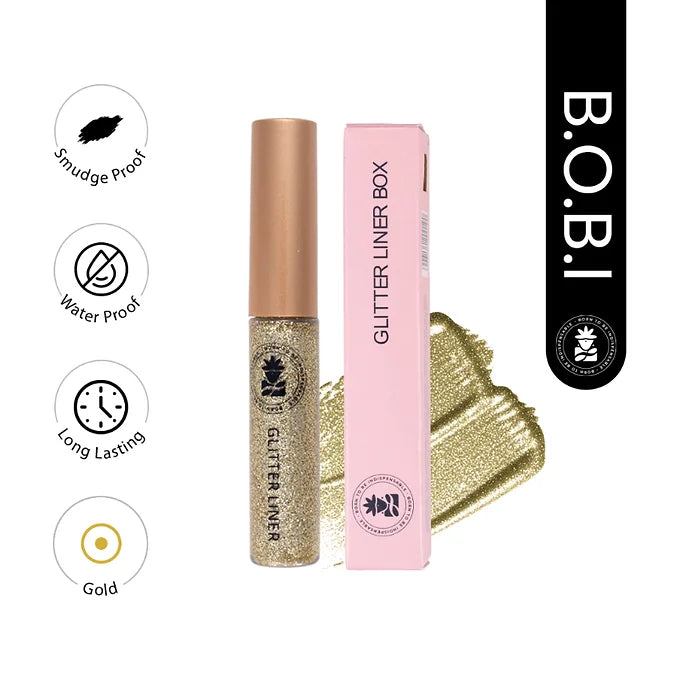 BOBI Glitter Eyeliner Gold | Diamond Sparkle Finish | Waterproof Long Wear