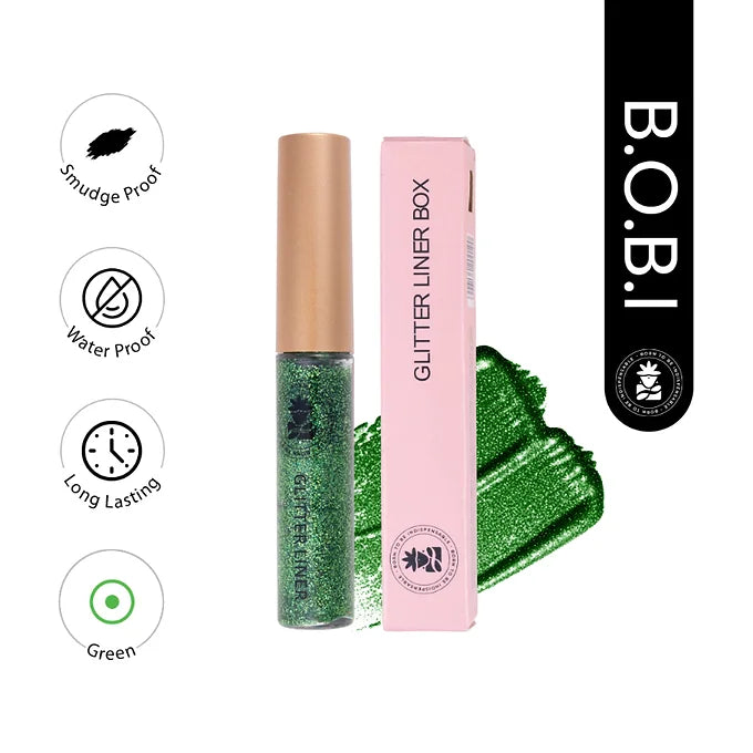 BOBI Glitter Eyeliner Green | Diamond Sparkle Finish | Waterproof Long Wear
