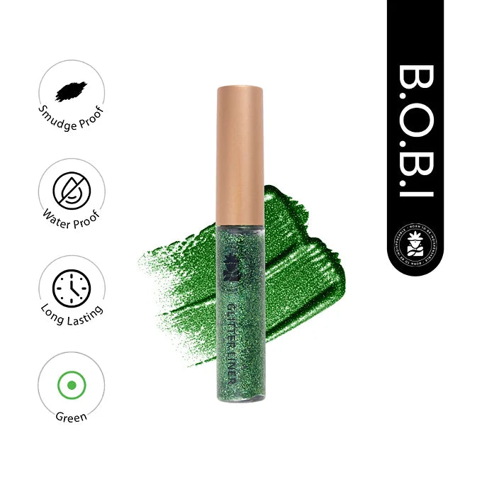 BOBI Glitter Eyeliner Green | Diamond Sparkle Finish | Waterproof Long Wear