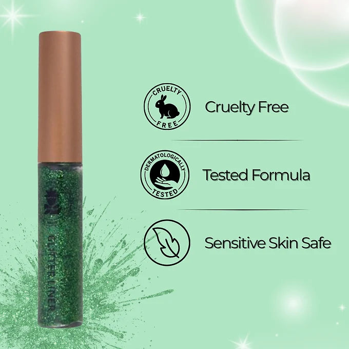 BOBI Glitter Eyeliner Green | Diamond Sparkle Finish | Waterproof Long Wear