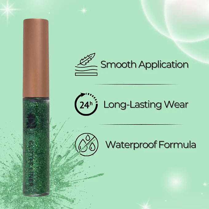 BOBI Glitter Eyeliner Green | Diamond Sparkle Finish | Waterproof Long Wear