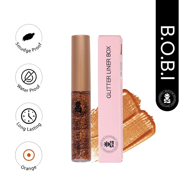 BOBI Glitter Eyeliner Orange | Diamond Sparkle Finish | Waterproof Long Wear