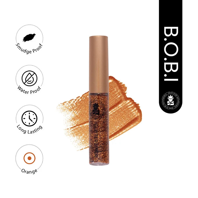 BOBI Glitter Eyeliner Orange | Diamond Sparkle Finish | Waterproof Long Wear