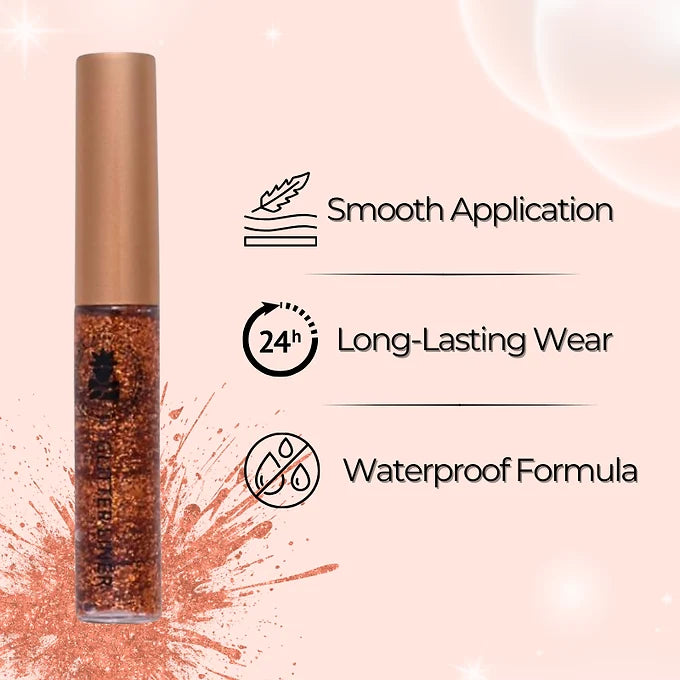 BOBI Glitter Eyeliner Orange | Diamond Sparkle Finish | Waterproof Long Wear