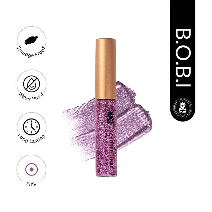 BOBI Glitter Eyeliner Pink | Diamond Sparkle Finish | Waterproof Long Wear