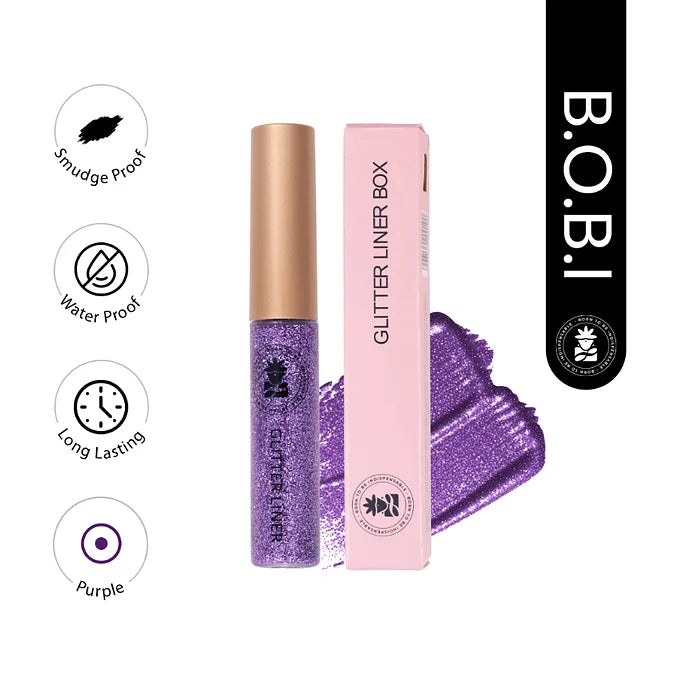 BOBI Glitter Eyeliner Purple | Diamond Sparkle Finish | Waterproof Long Wear