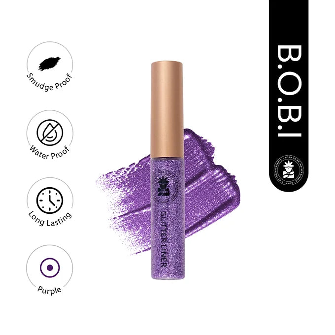 BOBI Glitter Eyeliner Purple | Diamond Sparkle Finish | Waterproof Long Wear