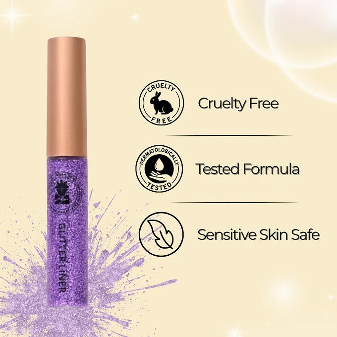 BOBI Glitter Eyeliner Purple | Diamond Sparkle Finish | Waterproof Long Wear