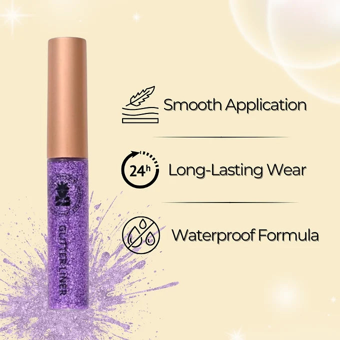 BOBI Glitter Eyeliner Purple | Diamond Sparkle Finish | Waterproof Long Wear