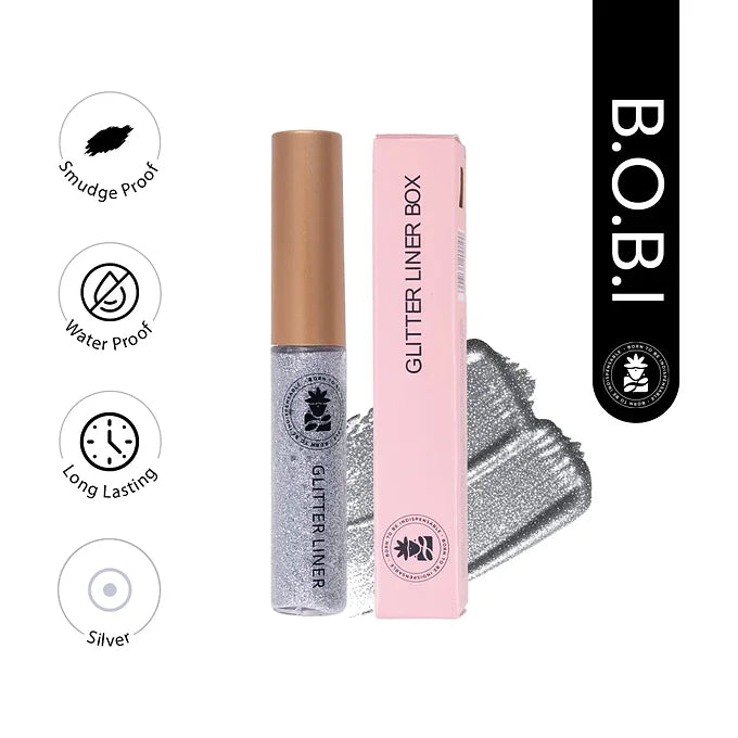 BOBI Glitter Eyeliner Silver | Diamond Sparkle Finish | Waterproof Long Wear