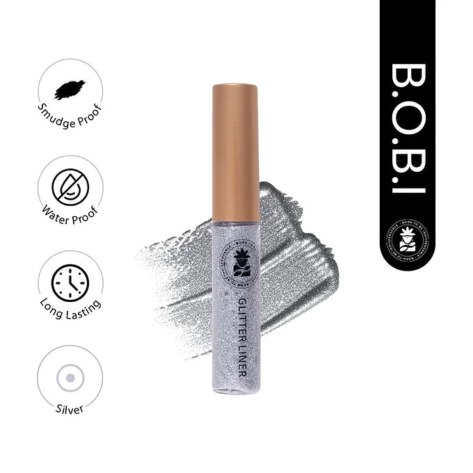 BOBI Glitter Eyeliner Silver | Diamond Sparkle Finish | Waterproof Long Wear