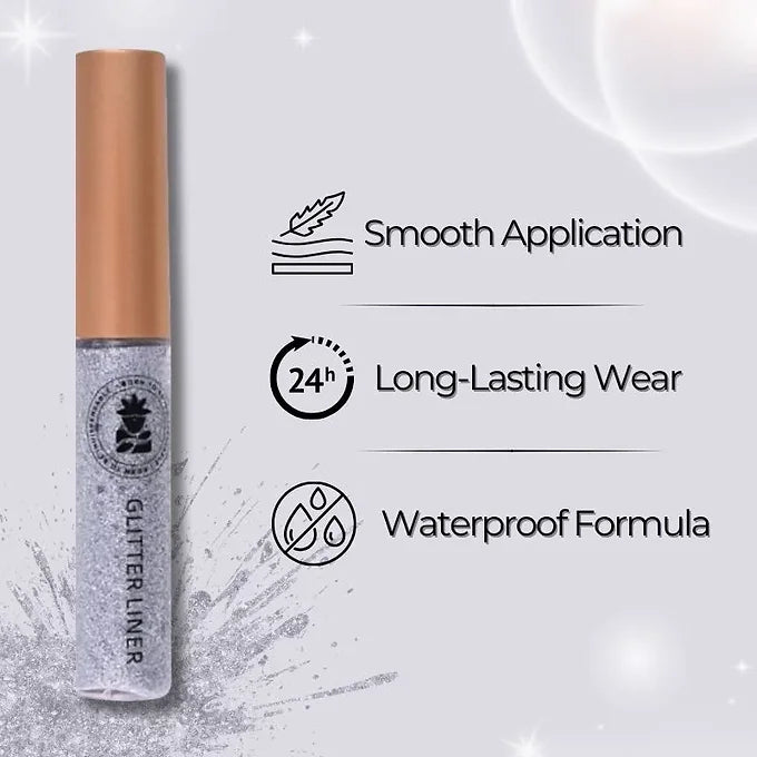 BOBI Glitter Eyeliner Silver | Diamond Sparkle Finish | Waterproof Long Wear