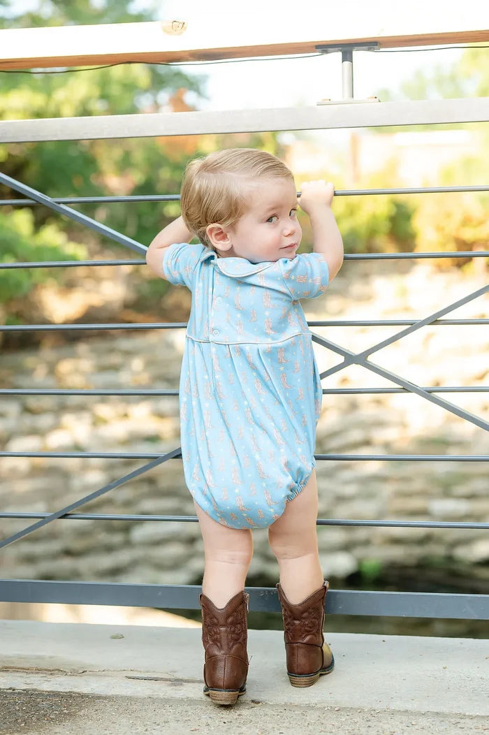 Boy wearing Cowboy Boots Alexander Bubble.