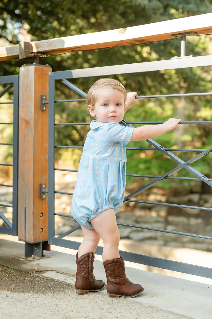 Boy wearing Cowboy Boots Alexander Bubble.