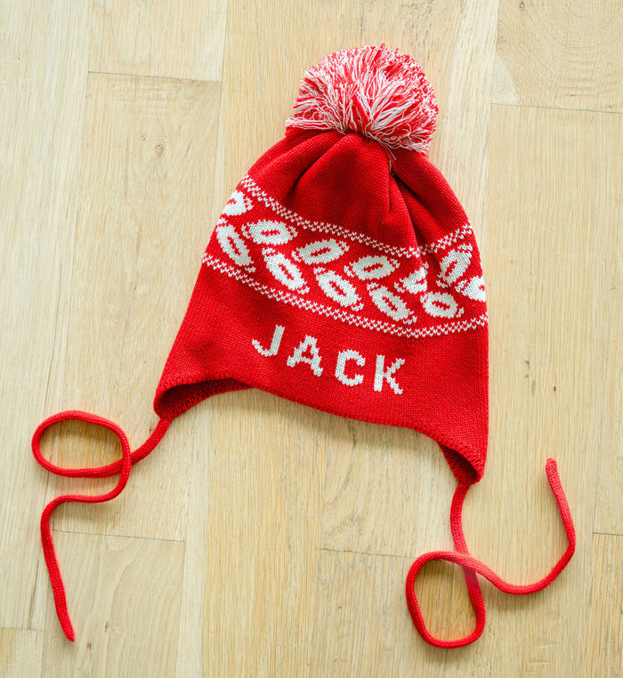 Bright Red Custom Knit Toboggan Hat