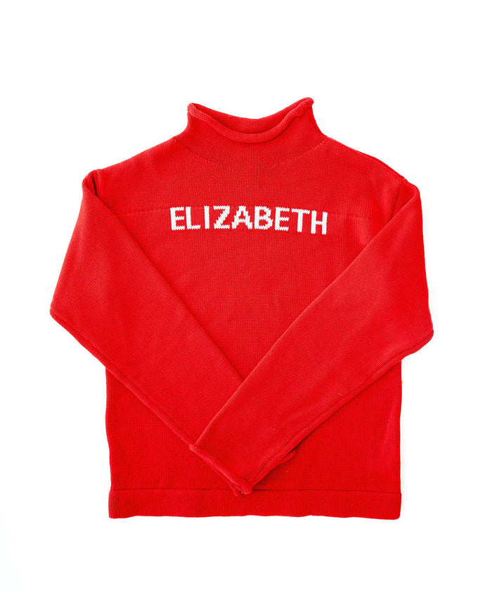 Red personalized sweater for kids