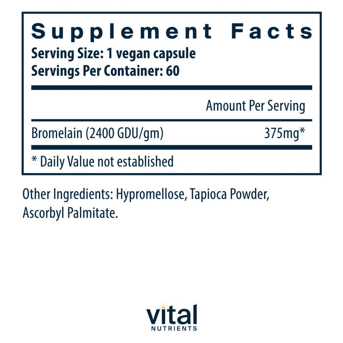 Bromelain High Potency 2400GDU 375mg by Vital Nutrients Ingredients