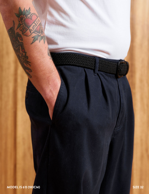 Brooklyn Pleated Pant - Navy