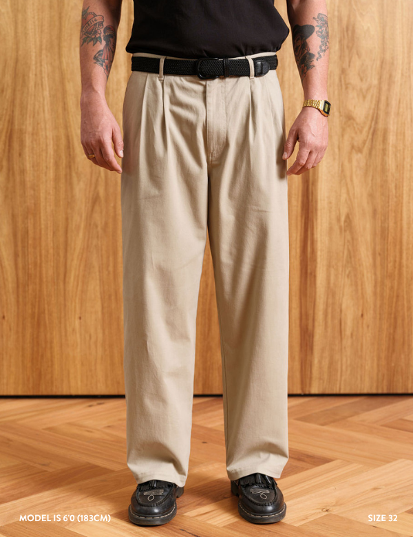 Brooklyn Pleated Pant - Stone