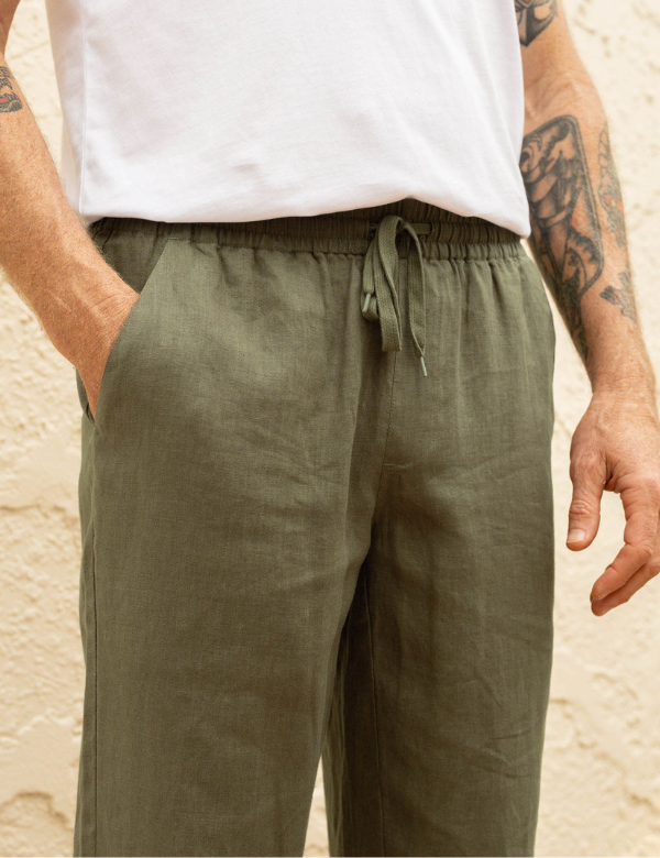Burbank Linen Pant - Fatigue Linen