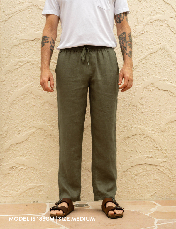 Burbank Linen Pant - Fatigue Linen