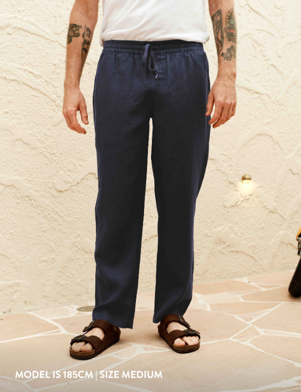 Burbank Linen Pant - Navy