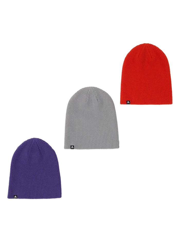 Product image of Burton Recycled DND Beanie (3 Pack)[Variant:Prism Violet / Fiesta Red / Gray Cloud]