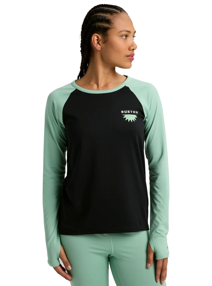 Product image of Women's Burton Roadie Base Layer Tech T-Shirt[Variant:True Black / Soft Sage]