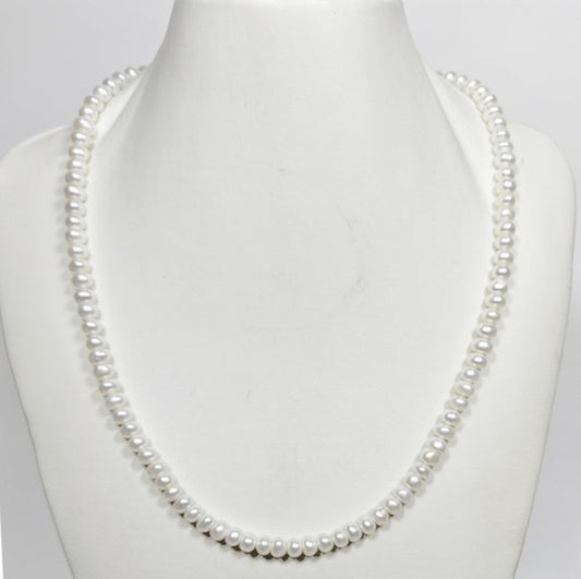 Button White Baroque Freashwater Pearl Necklace