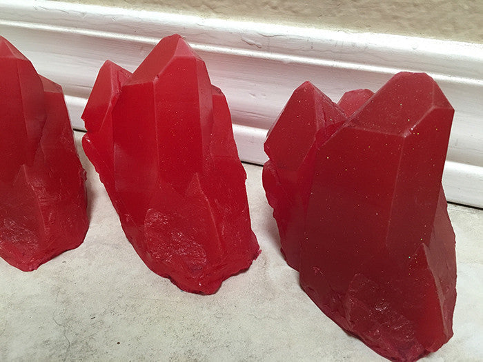 CAST URETHANE GLOW IN THE DARK WALL CRYSTAL- MEDIUM-RED