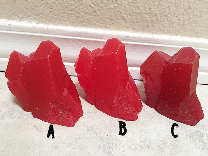 CAST URETHANE GLOW IN THE DARK WALL CRYSTAL- MEDIUM-RED