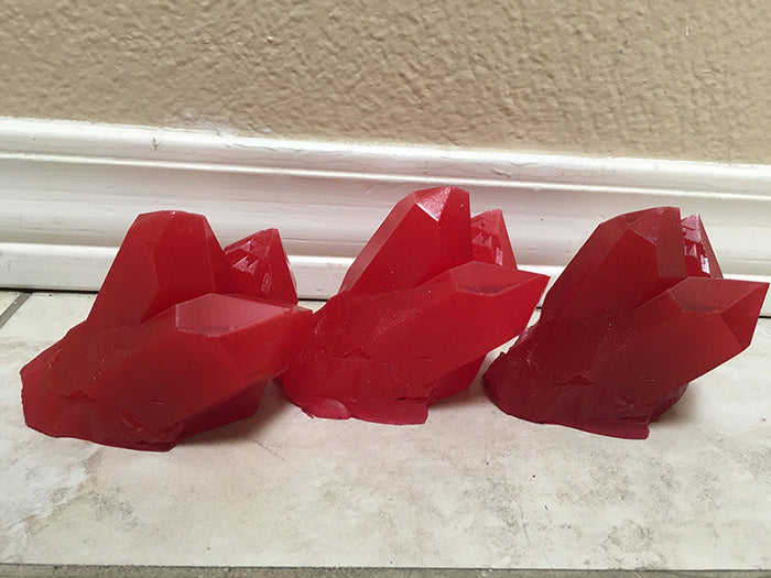 CAST URETHANE GLOW IN THE DARK WALL CRYSTAL- MEDIUM-RED