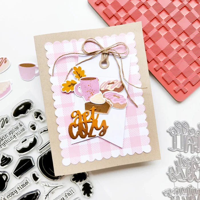 Catherine Pooler - Background Stamp - Flannel. Available at Embellish Away located in Bowmanville Ontario Canada. Example by Catherine Pooler Brand ambassador.