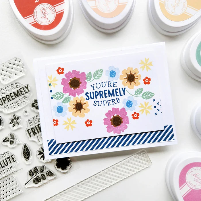 Catherine Pooler - Stamp - Yay Stripes. Available at Embellish Away located in Bowmanville Ontario Canada. Example by Catherine Pooler Designs.