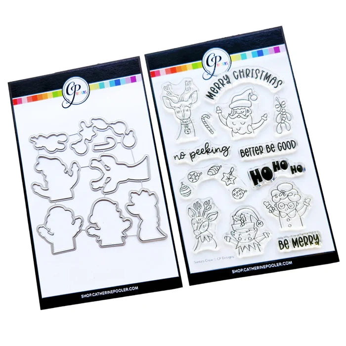 Catherine Pooler - Sentiments Stamp & Die Set - Santa's Crew. Available at Embellish Away located in Bowmanville Ontario Canada.