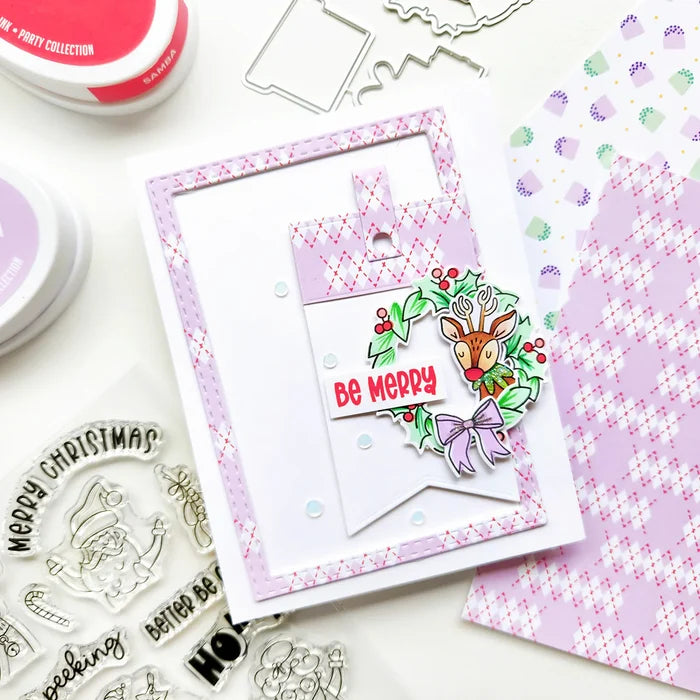 Catherine Pooler - Sentiments Stamp & Die Set - Santa's Crew. Available at Embellish Away located in Bowmanville Ontario Canada. Example by Kimberly at Catherine Pooler Designs.