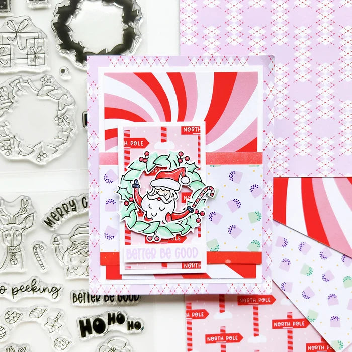 Catherine Pooler - Sentiments Stamp & Die Set - Santa's Crew. Available at Embellish Away located in Bowmanville Ontario Canada. Example by Amanda at Catherine Pooler Designs.