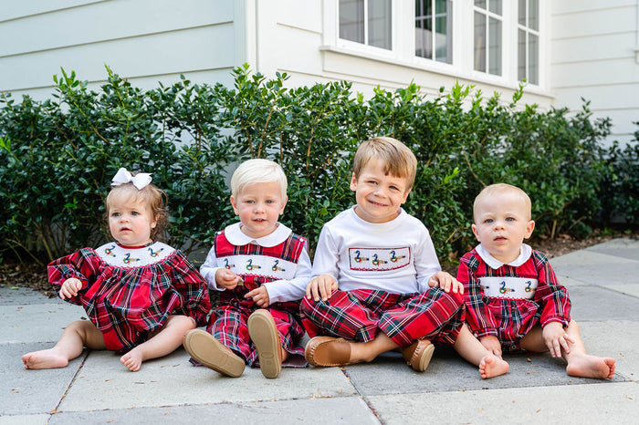 Christmas Geese Smocked Beau T-Shirt/Pants Set
