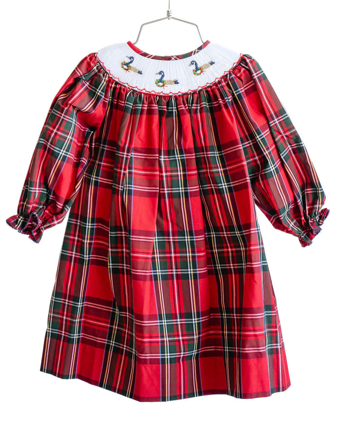 Christmas Geese Smocked Helen Dress