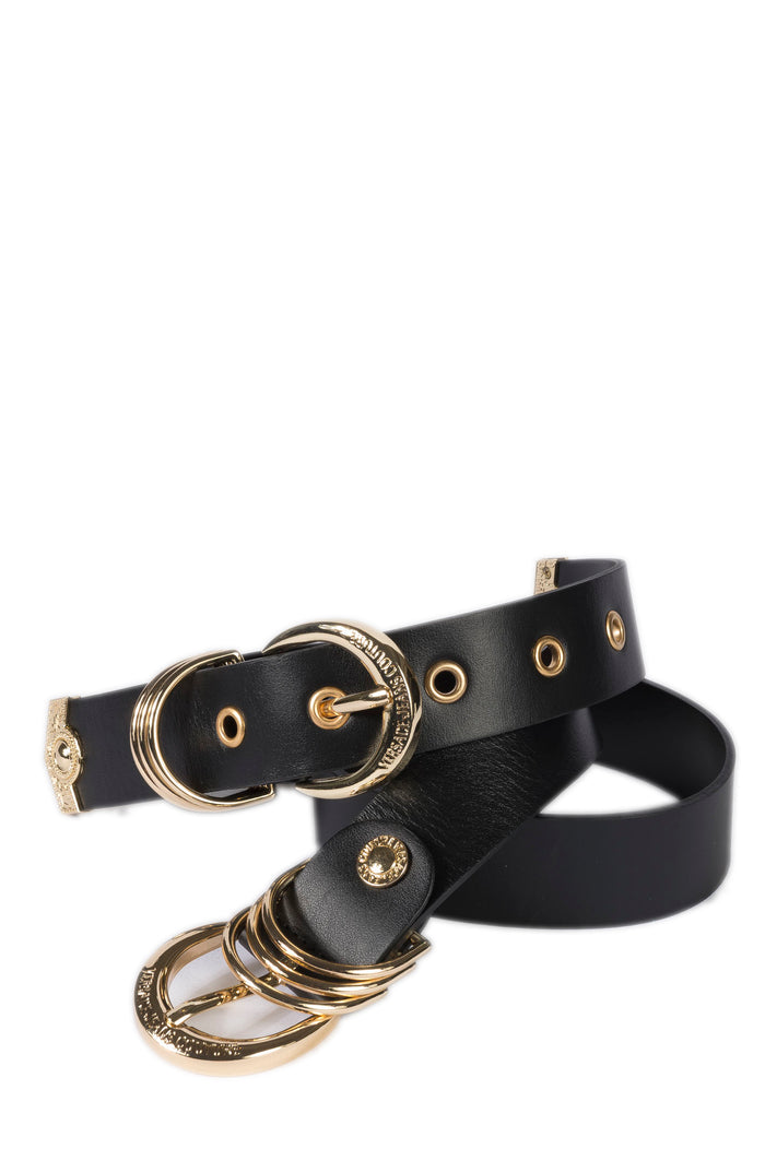 VERSACE JEANS COUTURE Cintura doppia fibbia pelle nero/oro BF11 71447-899